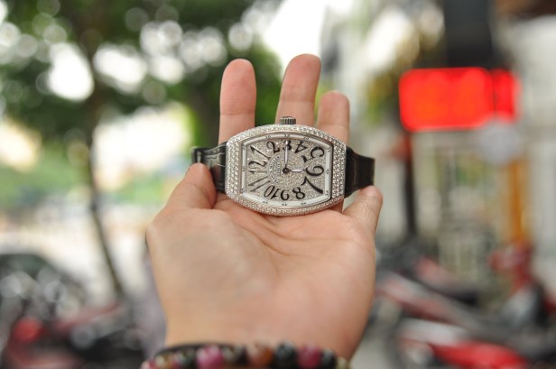 Đồng hồ Franck Muller nữ Vanguard size V35 Stell đính kim cương
