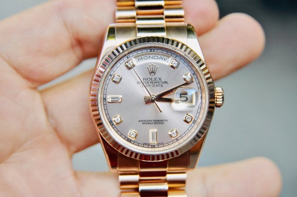 Đồng hồ Rolex 118235 Day Date President vàng hồng cọc số kim cương