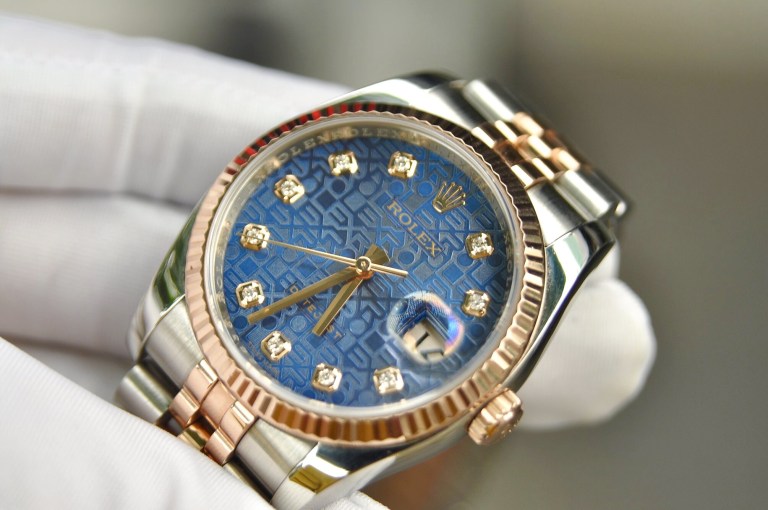 Đồng hồ Rolex Datejust 116231 demi vàng 18k mặt vi tính xanh